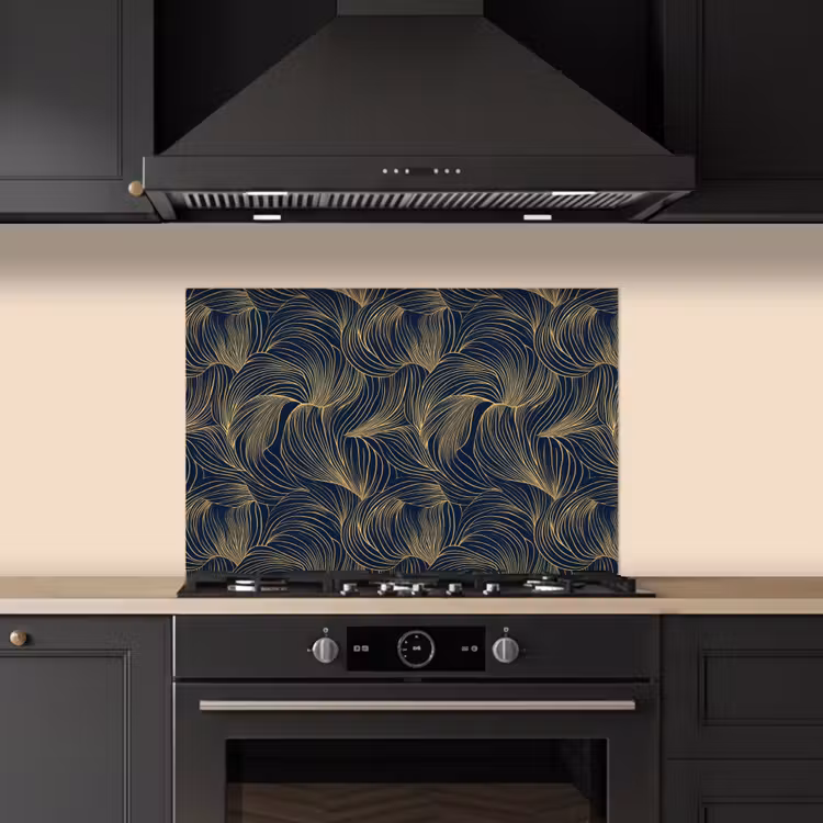 Spatscherm keuken - Abstract - Lijnen - Blauw - Goud — 5