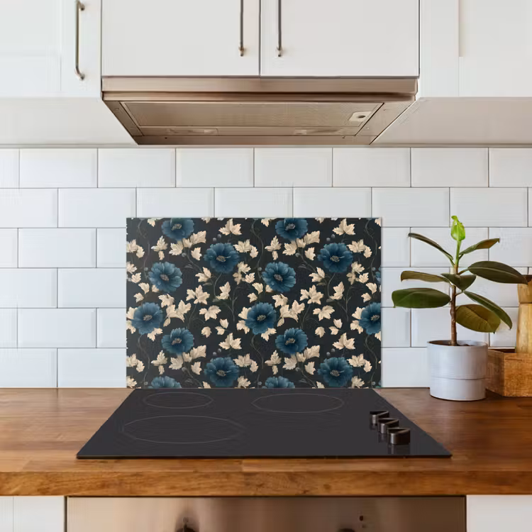 Spatscherm keuken - Botanisch - Bloemen - Blauw — 3