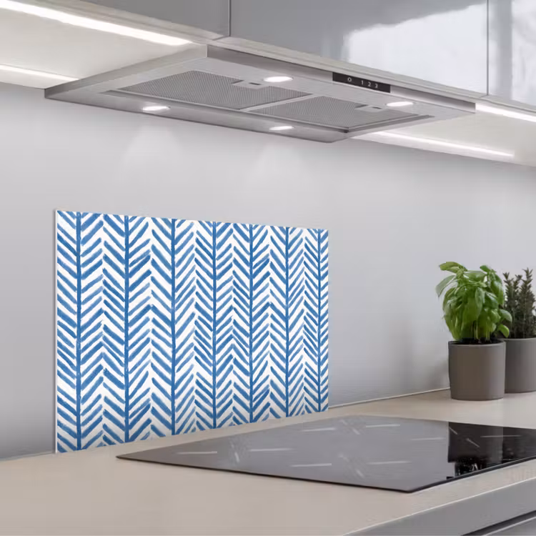 Spatscherm keuken - Patroon - Streep - Blauw — 1