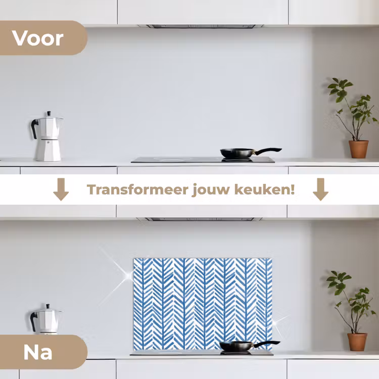 Spatscherm keuken - Patroon - Streep - Blauw — 7
