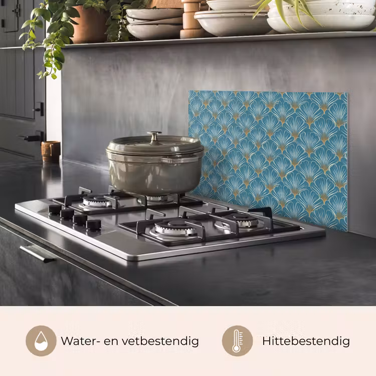 Spatscherm keuken - Symmetrisch - Patroon - Blauw — 2
