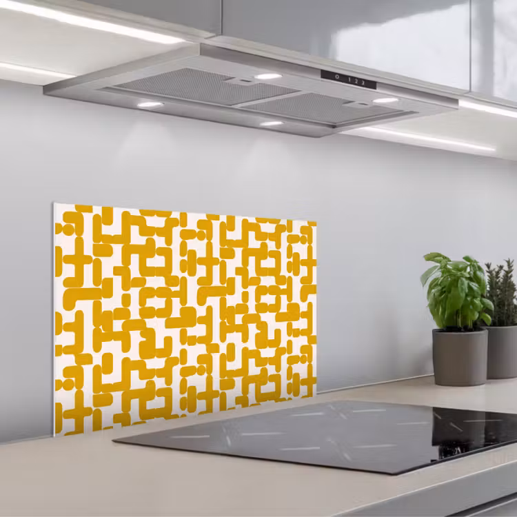 Spatscherm keuken - Geel - Beige - Patroon — 1
