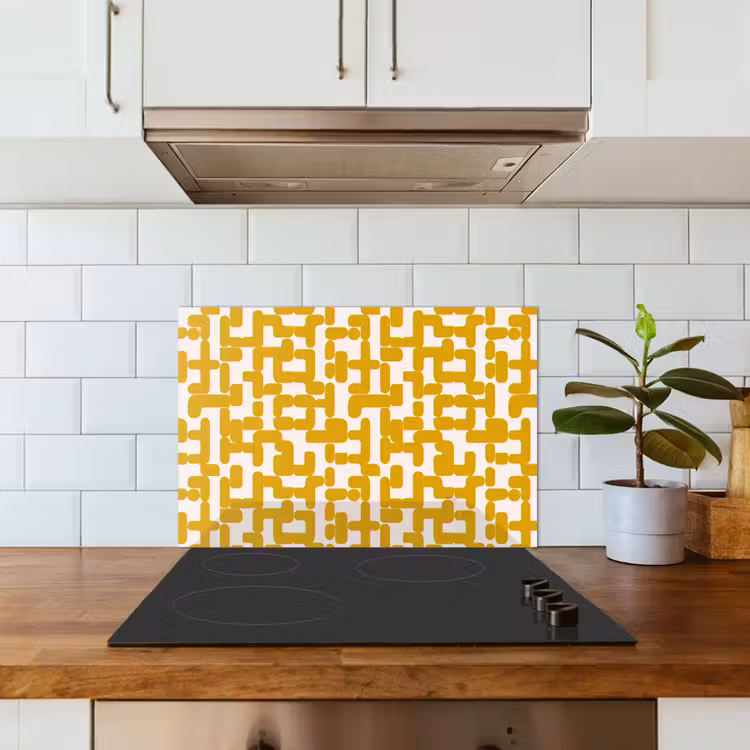 Spatscherm keuken - Geel - Beige - Patroon — 3