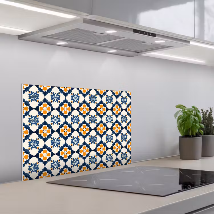 Spatscherm keuken - Klassiek - Geometrisch - Blauw — 1