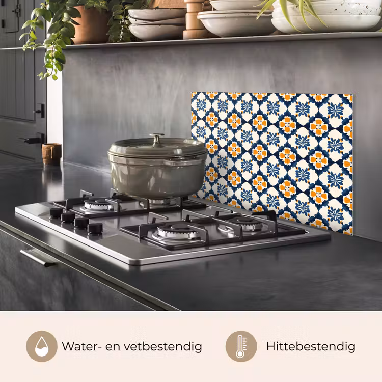 Spatscherm keuken - Klassiek - Geometrisch - Blauw — 2