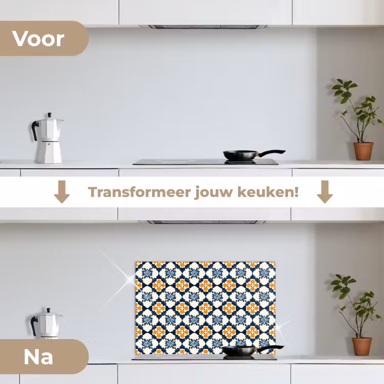 Spatscherm keuken - Klassiek - Geometrisch - Blauw — 7