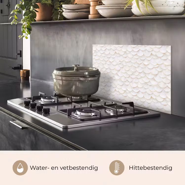 Spatscherm keuken - Schubben - Wit - Elegant — 2