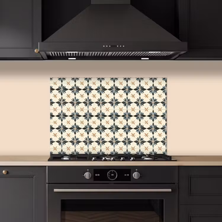 Spatscherm keuken - Sierlijk - Ornament - Blauw — 5