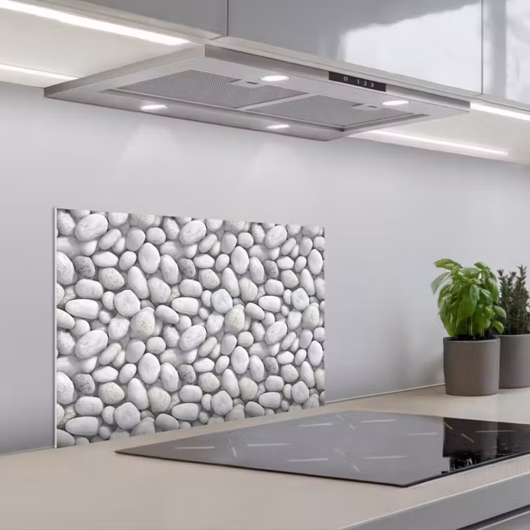 Spatscherm keuken - Steentjes - Grijs - Ovaal — 1