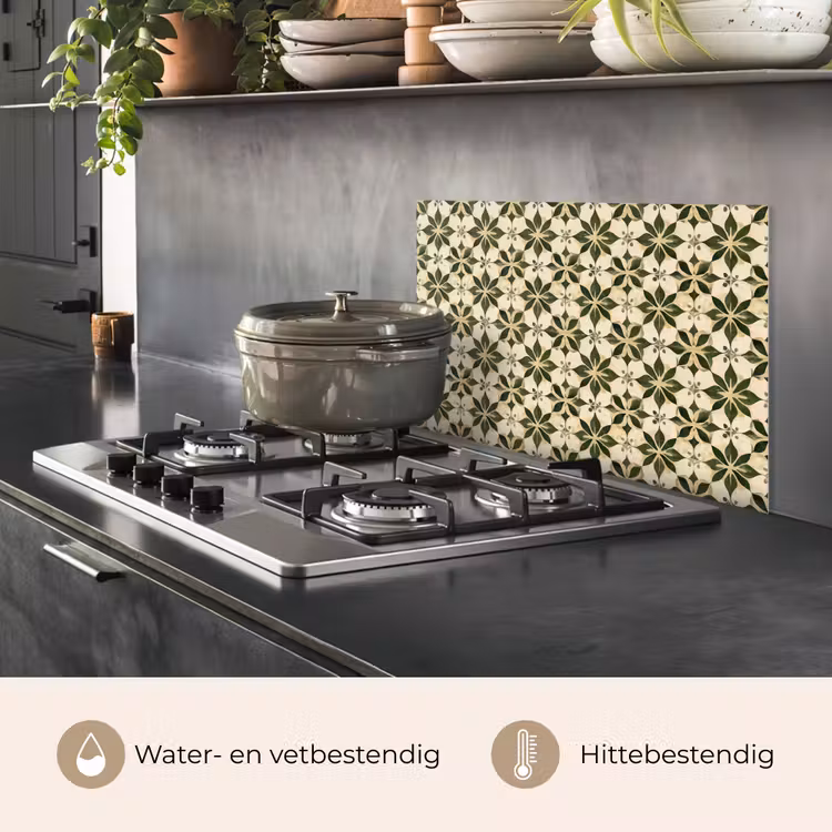 Spatscherm keuken - Tegel - Dessin - Groen — 2