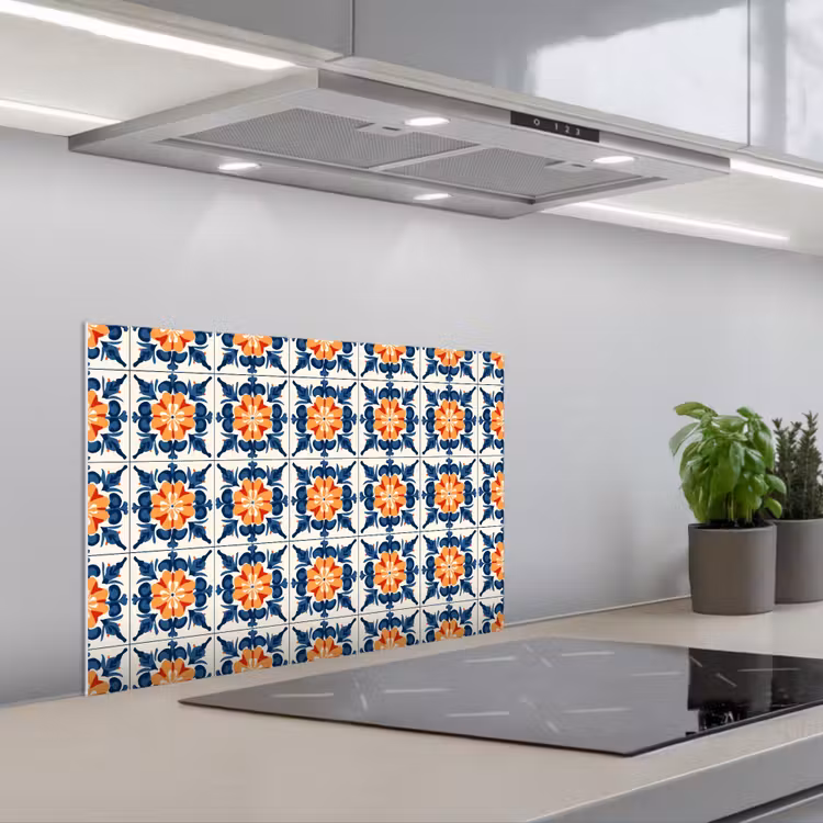 Spatscherm keuken - Traditioneel - Tegel - Oranje — 1