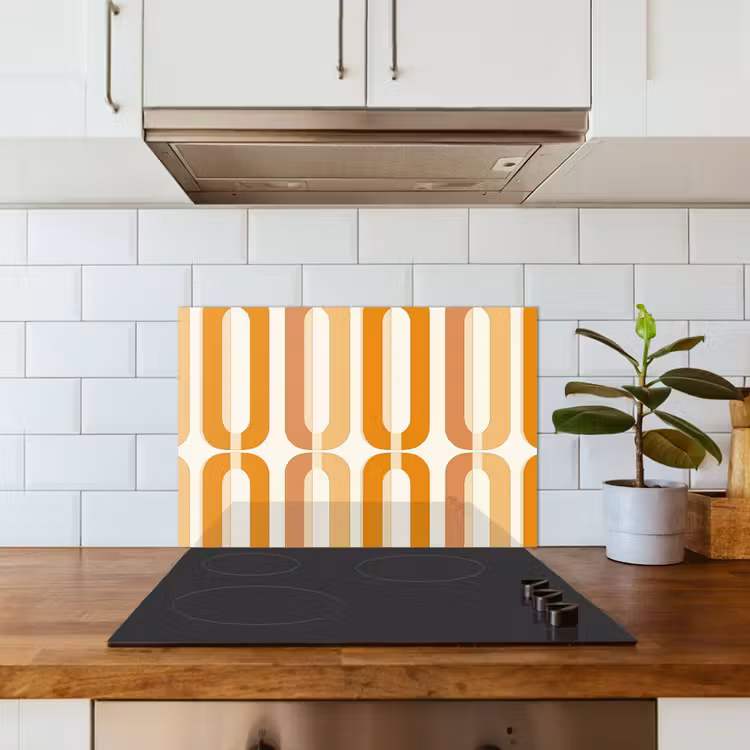 Spatscherm keuken - U-vorm - Retro - Oranje — 3