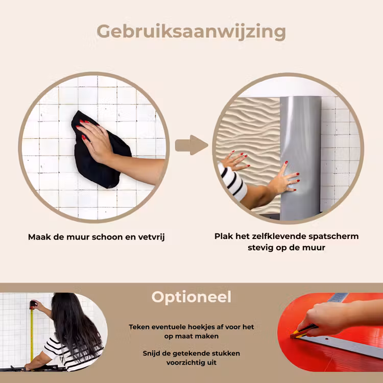 Spatscherm keuken - Zand - Golven - Beige — 6