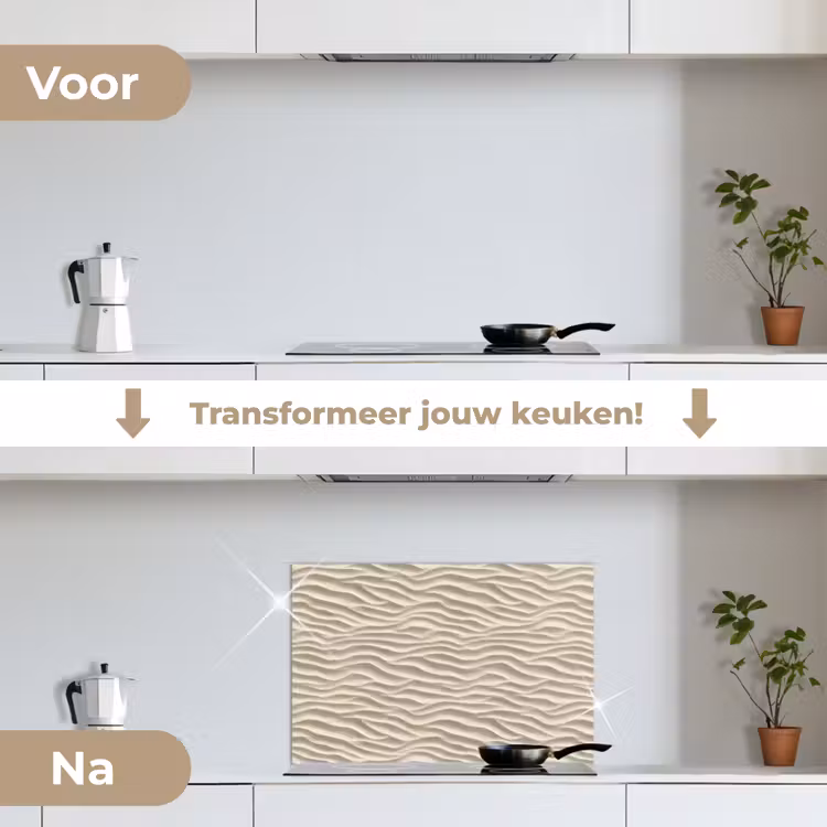Spatscherm keuken - Zand - Golven - Beige — 7