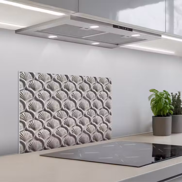 Spatscherm keuken - Zand - Schelpenvorm - Grijs — 1