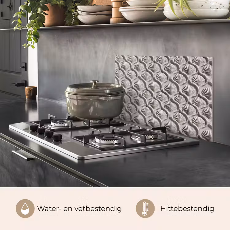 Spatscherm keuken - Zand - Schelpenvorm - Grijs — 2