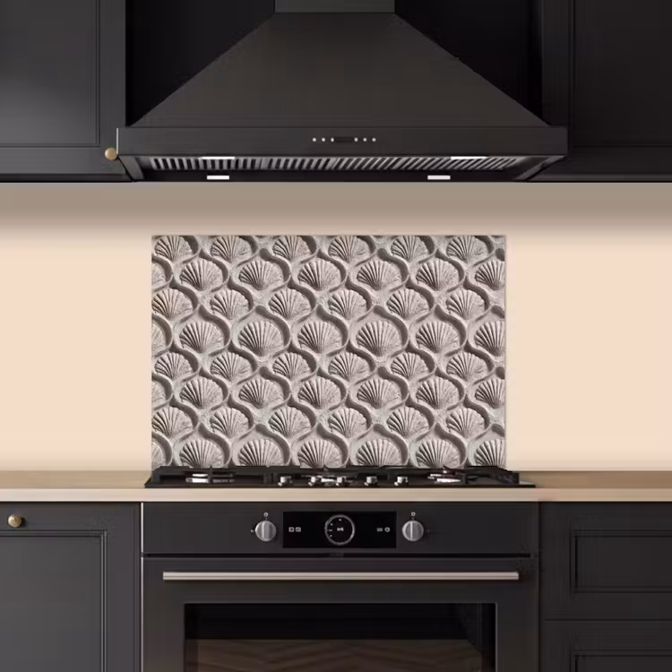 Spatscherm keuken - Zand - Schelpenvorm - Grijs — 5