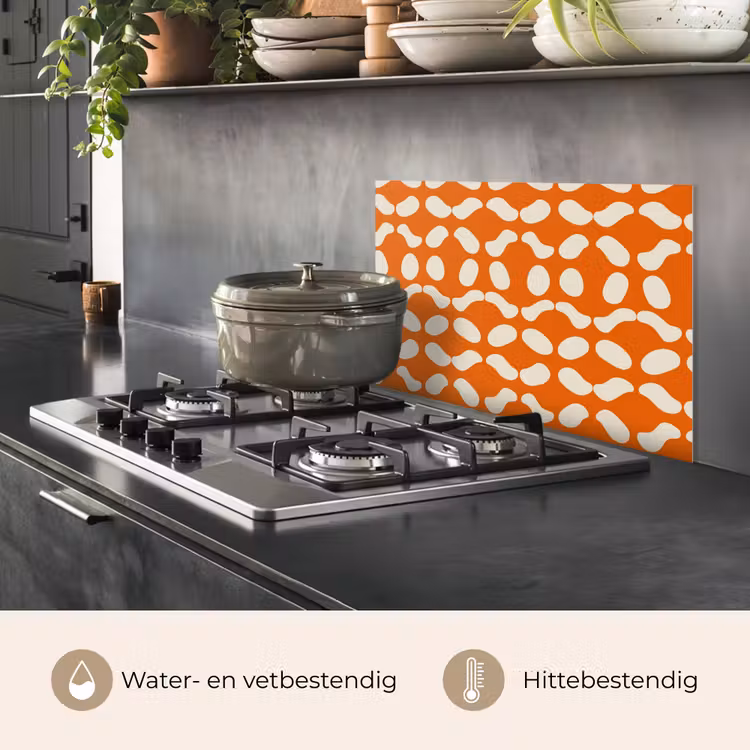 Spatscherm keuken - Oranje - Organische vormen - Wit — 2