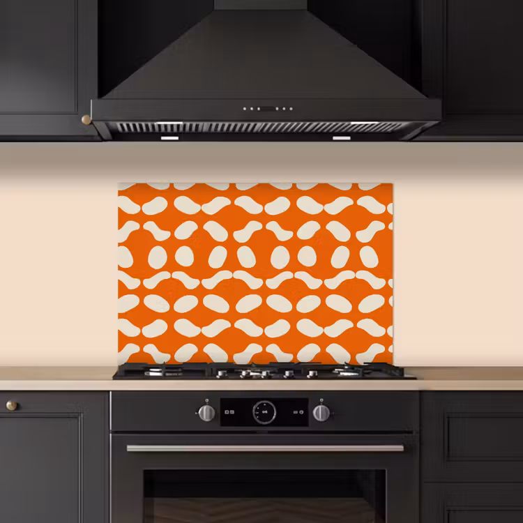 Spatscherm keuken - Oranje - Organische vormen - Wit — 5