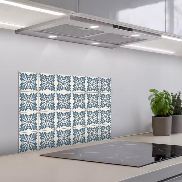 Spatscherm keuken - Dessin - Tegel - Blauw — 1