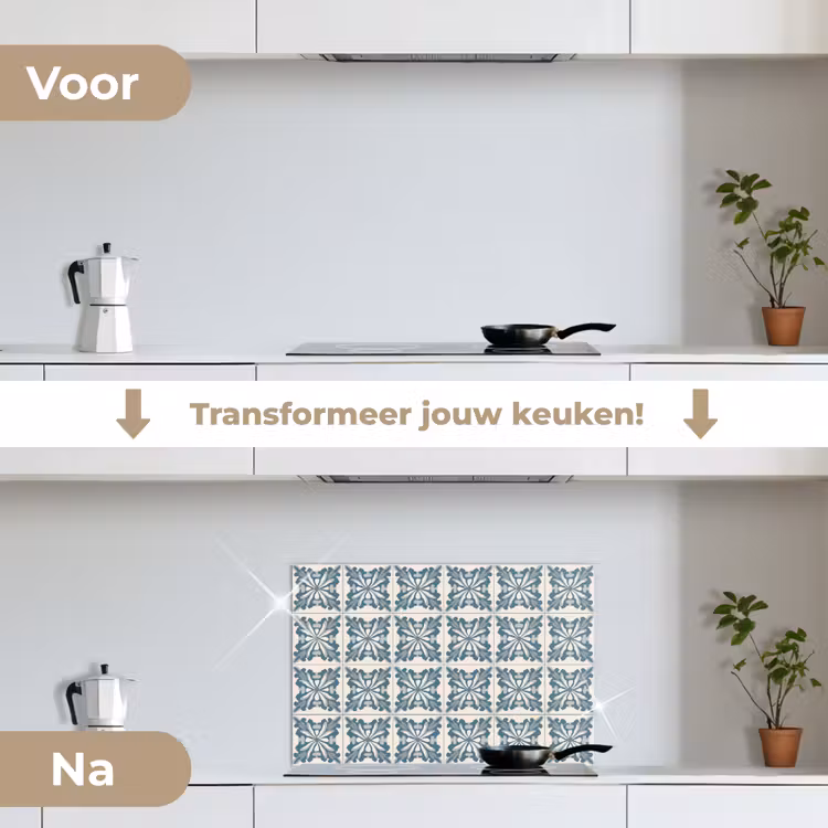 Spatscherm keuken - Dessin - Tegel - Blauw — 7