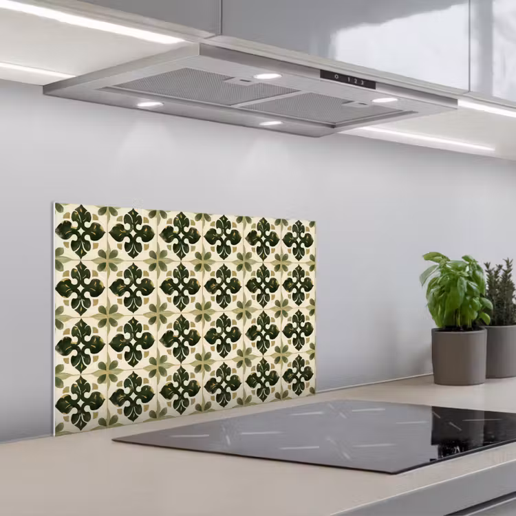 Spatscherm keuken - Patroon - Tegel - Groen — 1