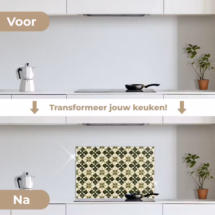 Spatscherm keuken - Patroon - Tegel - Groen — 7
