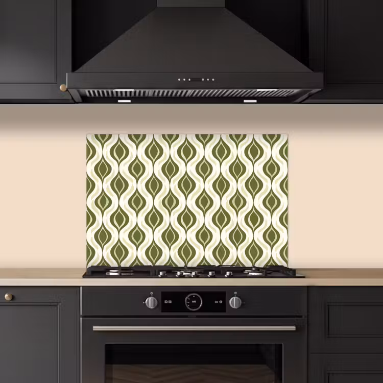 Spatscherm keuken - Patroon - Retro - Groen — 5