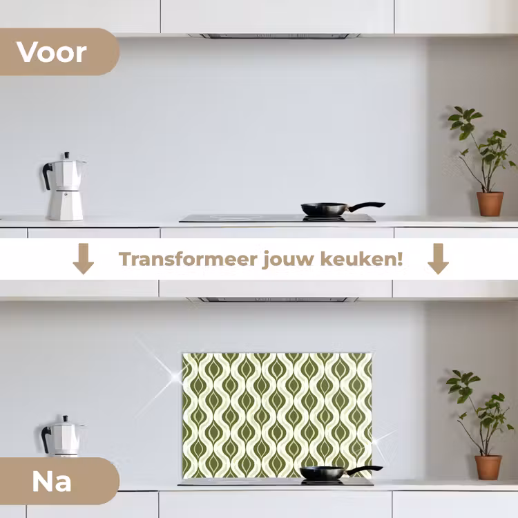 Spatscherm keuken - Patroon - Retro - Groen — 7