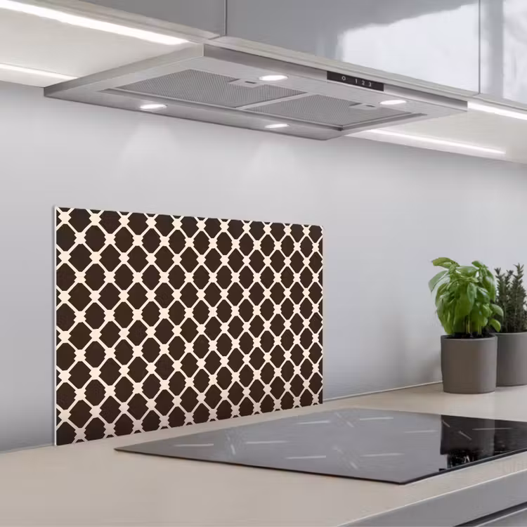 Spatscherm keuken - Bruin - Ruitpatroon - Geometrisch — 1