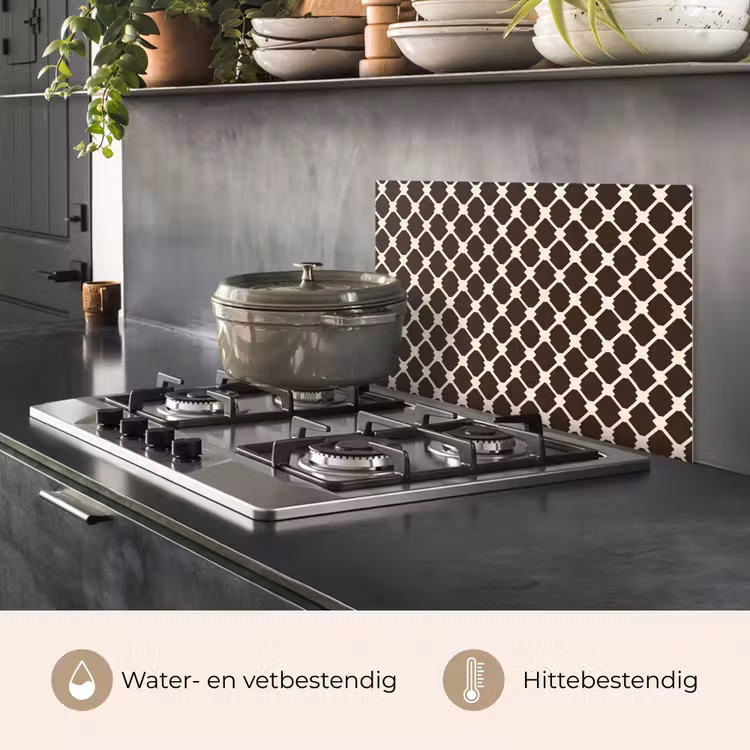 Spatscherm keuken - Bruin - Ruitpatroon - Geometrisch — 2