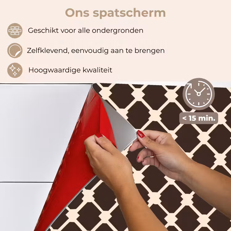 Spatscherm keuken - Bruin - Ruitpatroon - Geometrisch — 4