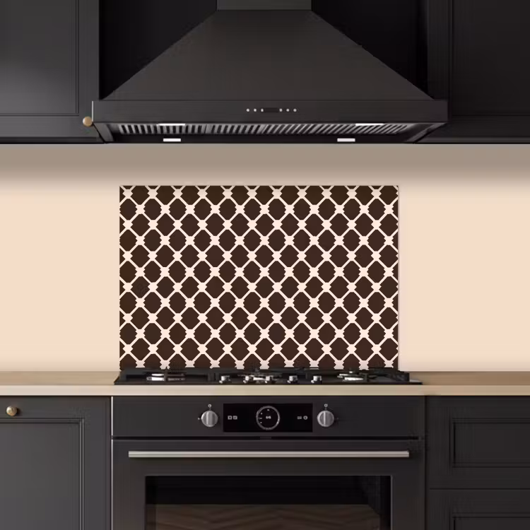 Spatscherm keuken - Bruin - Ruitpatroon - Geometrisch — 5