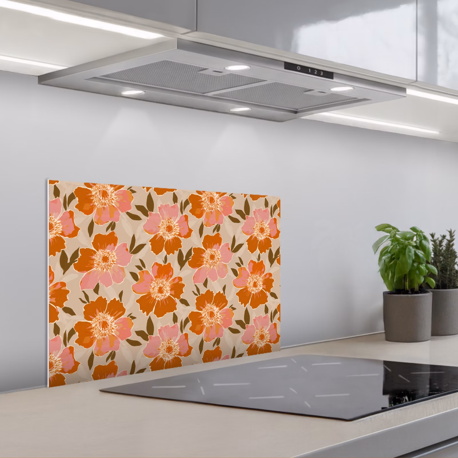 Spatscherm keuken - Bloemen - Motief - Retro — 1
