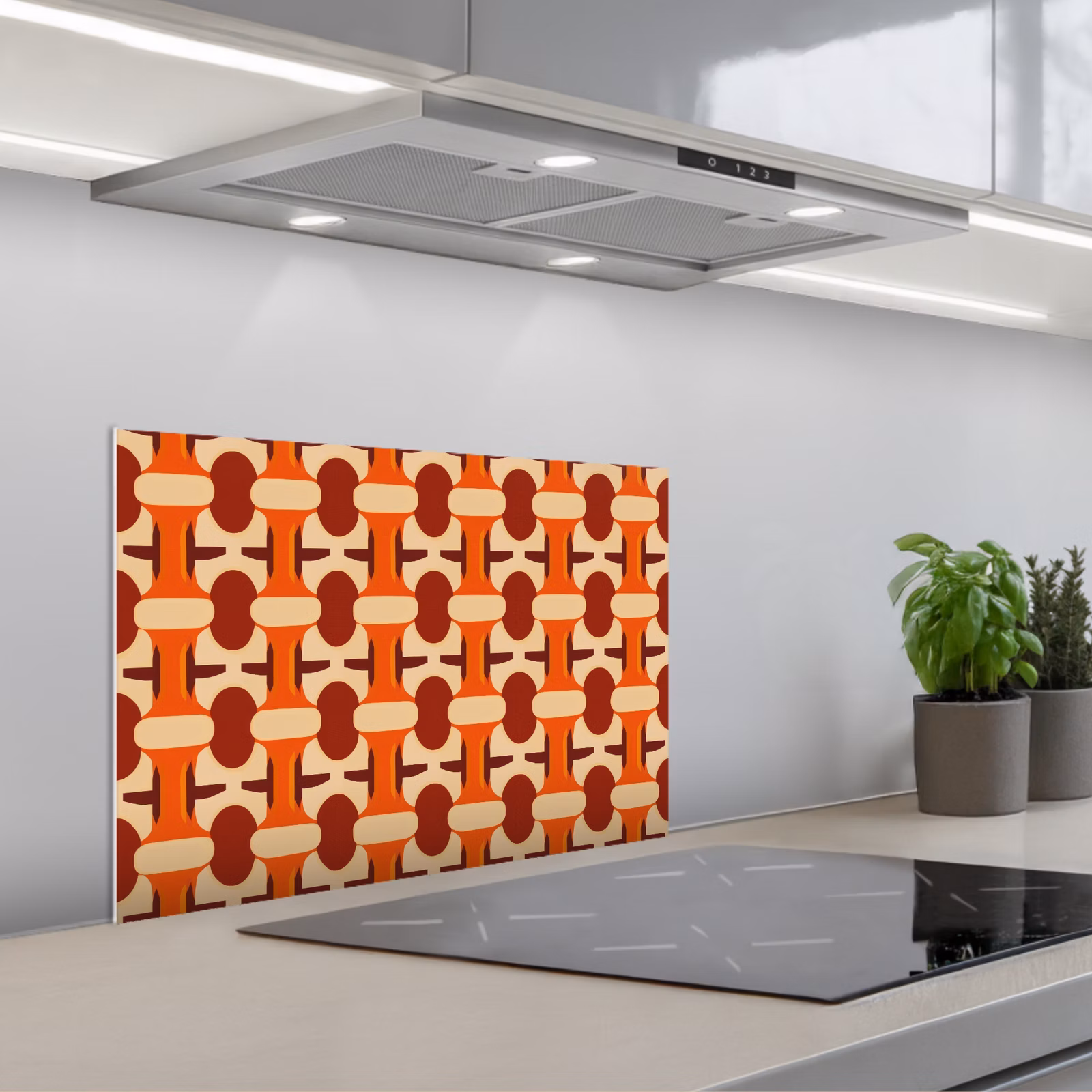 Spatscherm keuken - Geometrisch - Retro - Oranje — 1