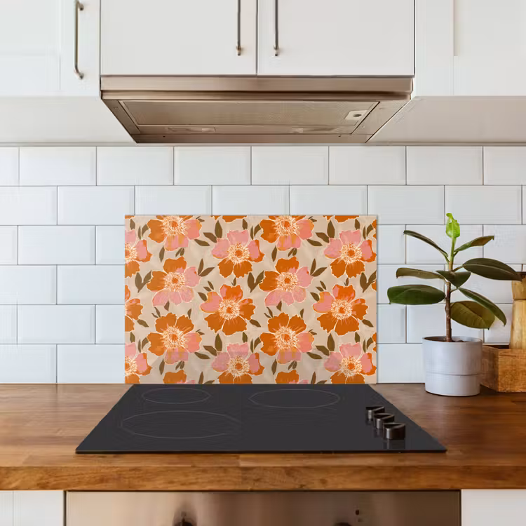 Spatscherm keuken - Bloemen - Motief - Retro — 3
