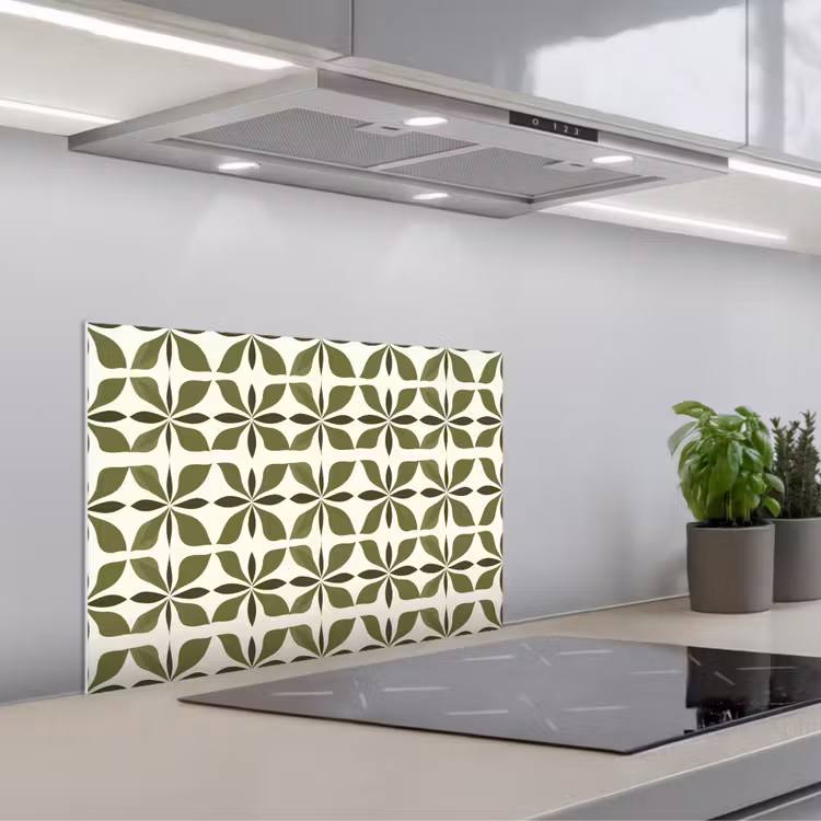 Spatscherm keuken - Botanisch - Retro - Groen — 1
