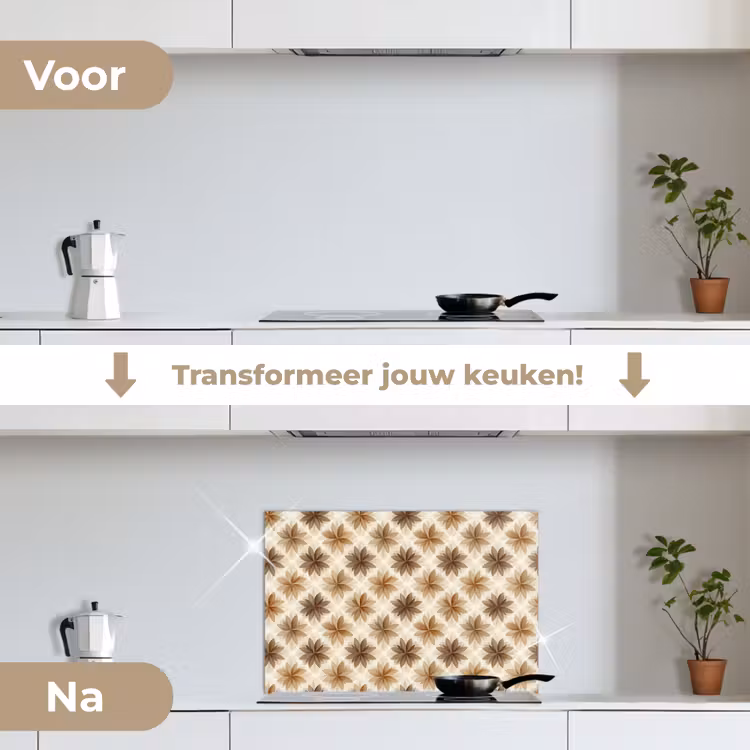 Spatscherm keuken - Geografisch - Patroon - Bruin — 7