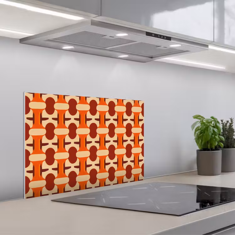 Spatscherm keuken - Geometrisch - Retro - Oranje — 1