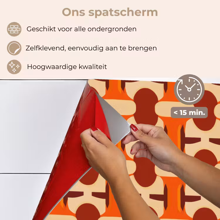 Spatscherm keuken - Geometrisch - Retro - Oranje — 4