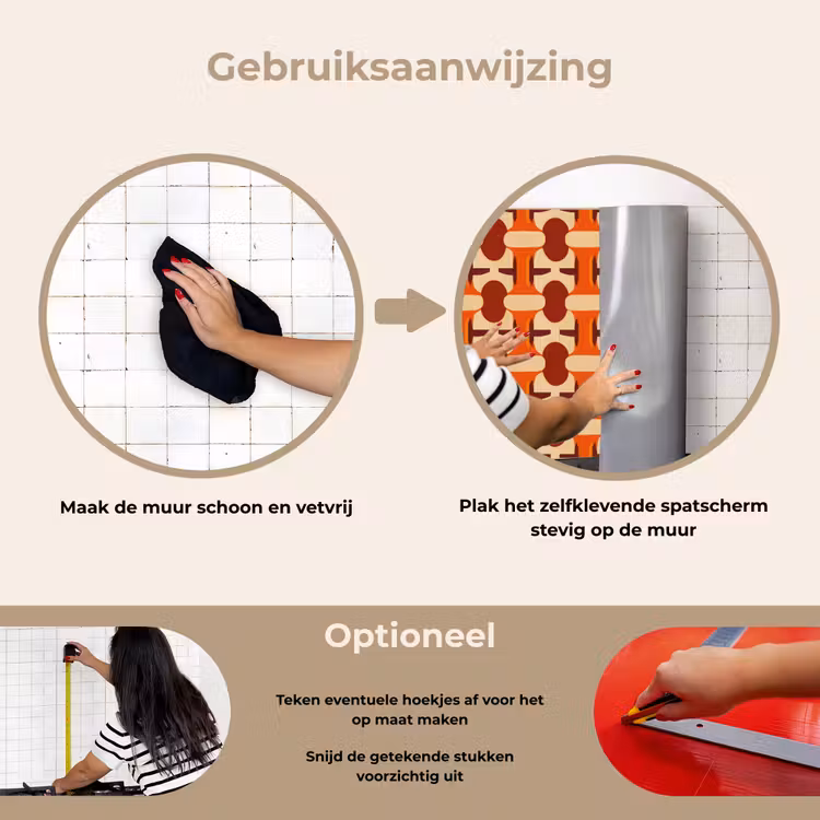 Spatscherm keuken - Geometrisch - Retro - Oranje — 6