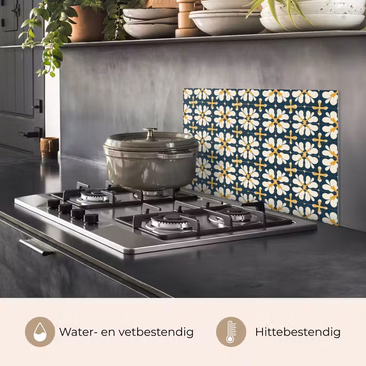 Spatscherm keuken - Motief - Tegel - Okergeel — 2