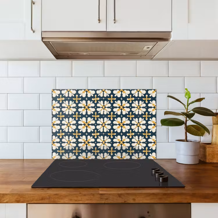 Spatscherm keuken - Motief - Tegel - Okergeel — 3