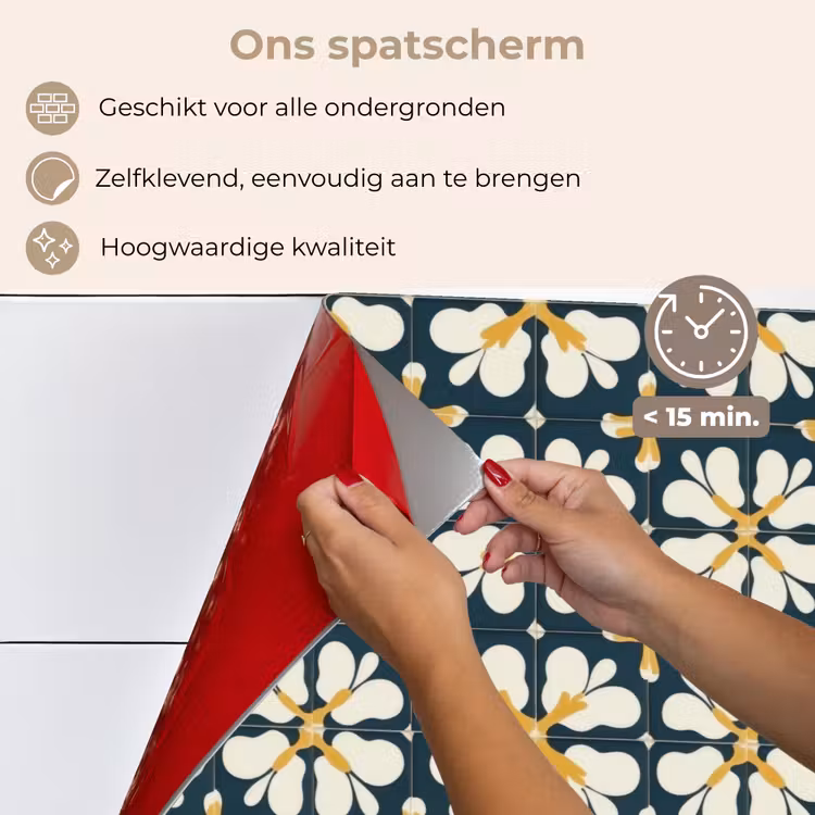 Spatscherm keuken - Motief - Tegel - Okergeel — 4