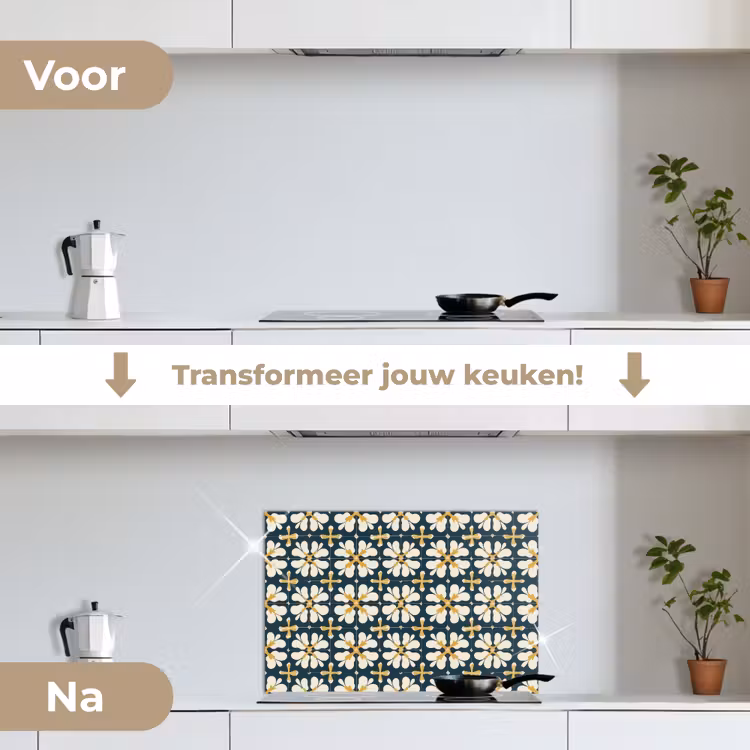 Spatscherm keuken - Motief - Tegel - Okergeel — 7