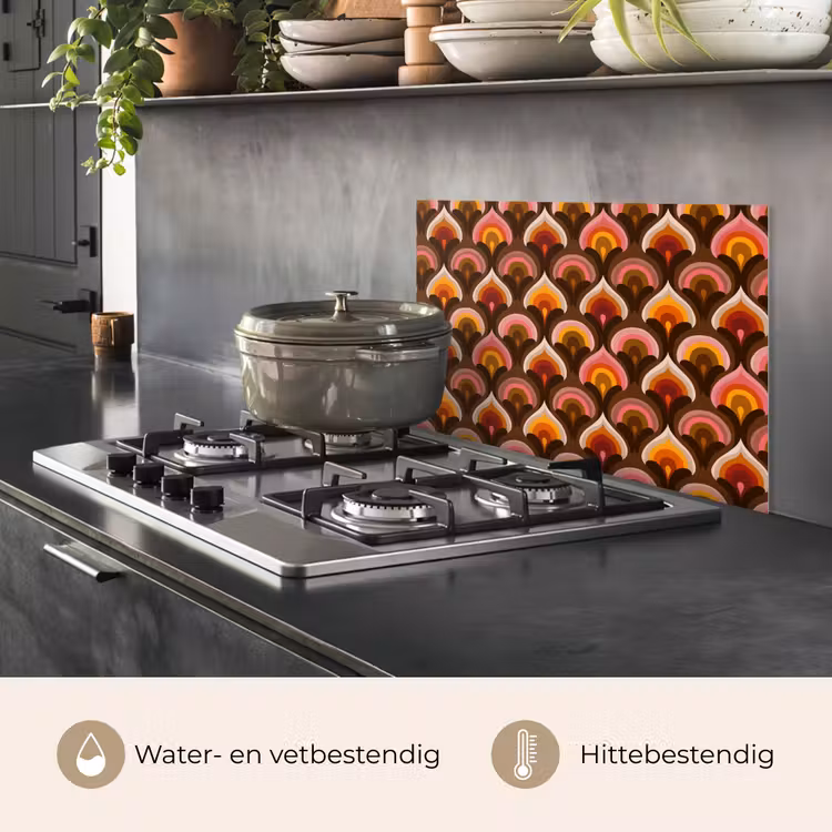 Spatscherm keuken - Patroon - Retro - Kleurrijk — 2