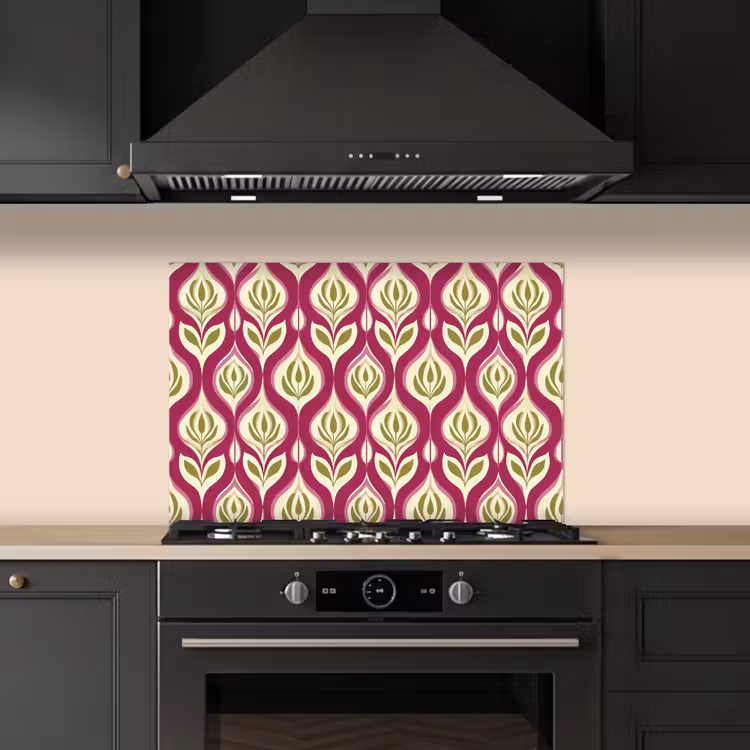 Spatscherm keuken - Retro - Floraal - Paars — 5