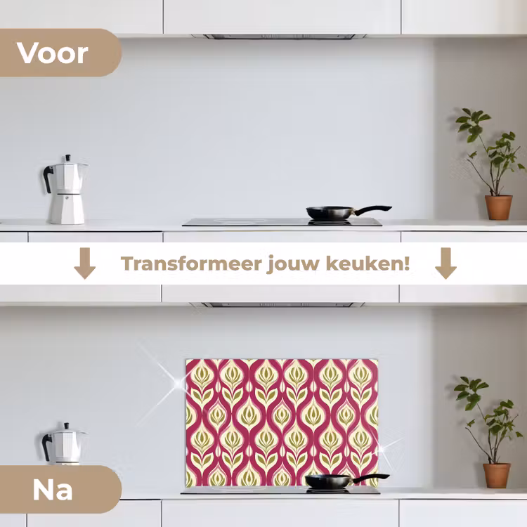 Spatscherm keuken - Retro - Floraal - Paars — 7