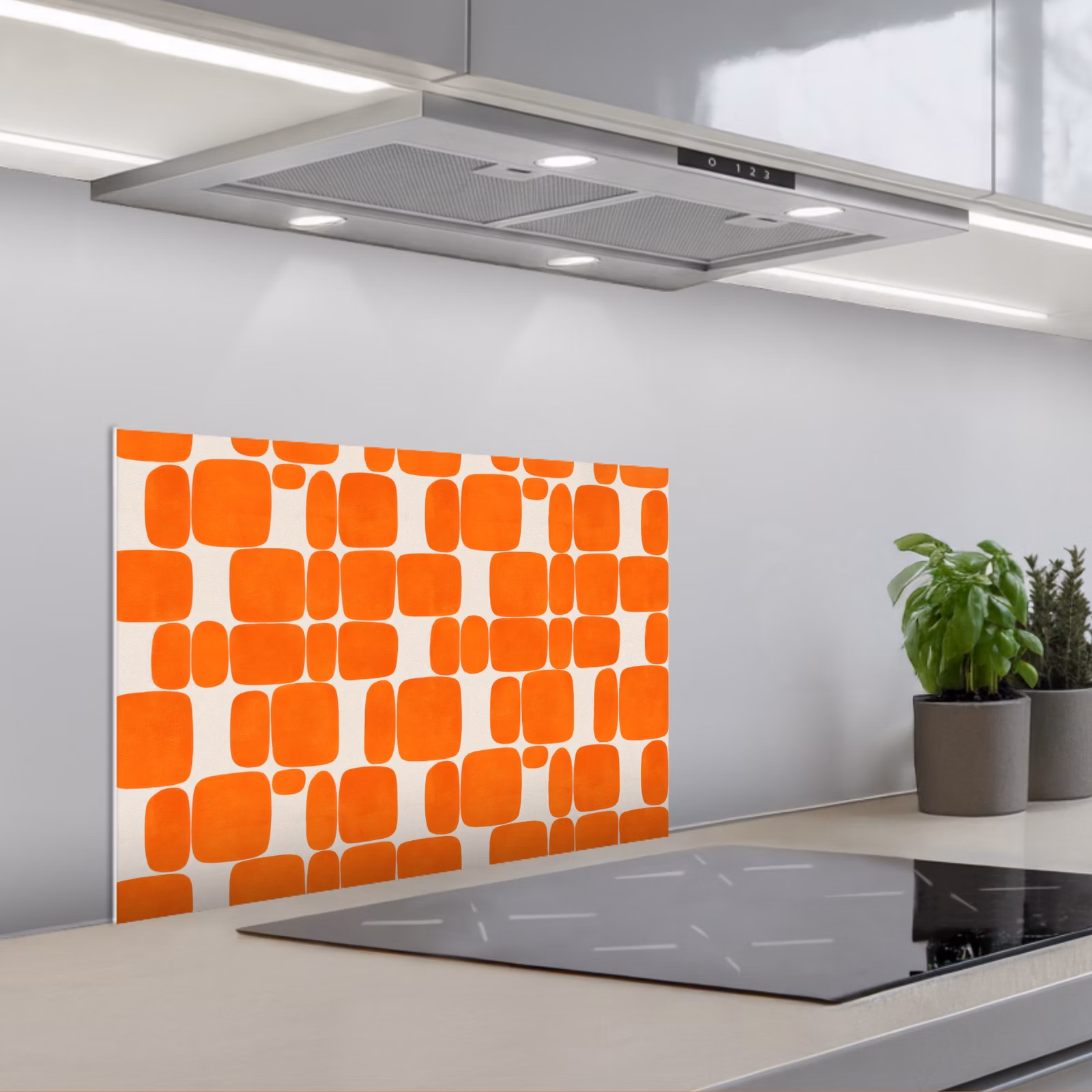 Spatscherm keuken - Patroon - Retro - Oranje — 1