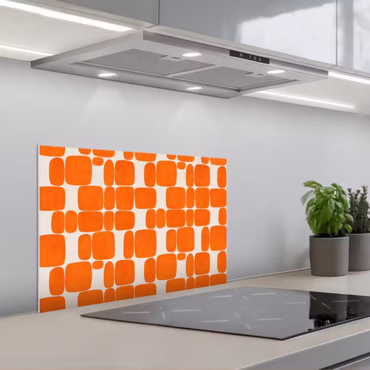 Spatscherm keuken - Patroon - Retro - Oranje — 1